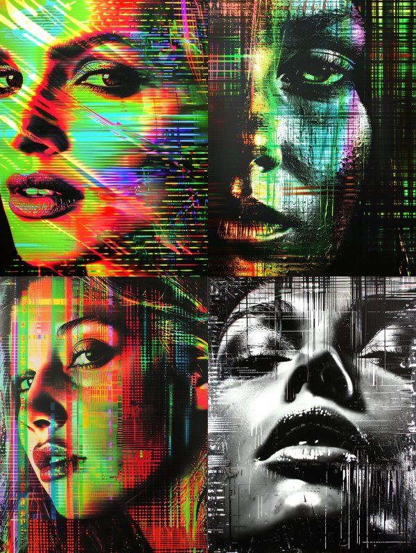 Neon Glitch Digital Portrait