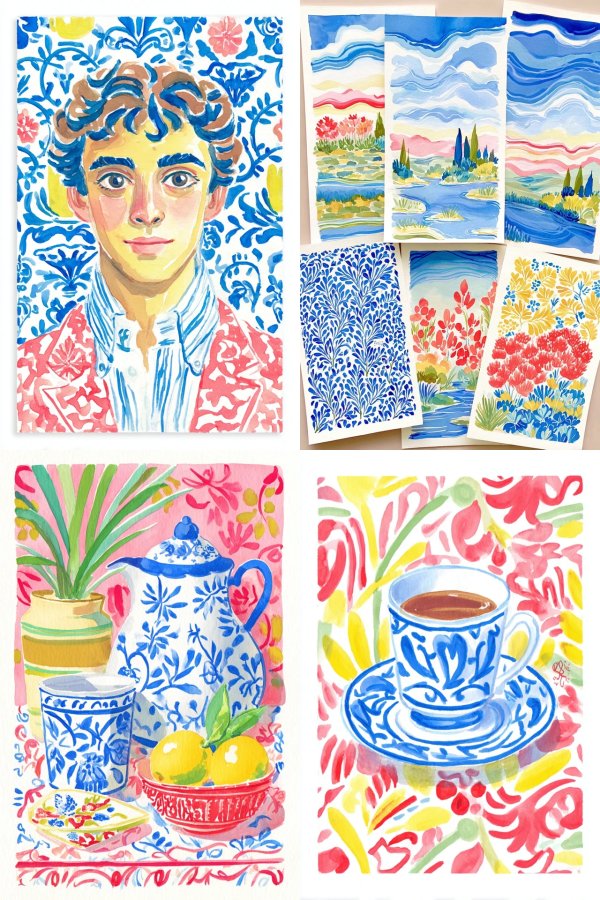 Azure Floral Portrait