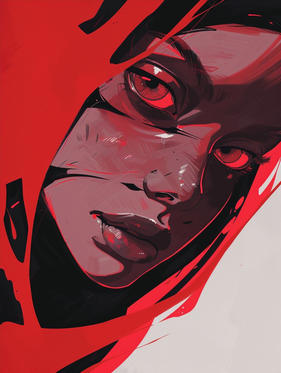 Crimson Gaze Digital Noir