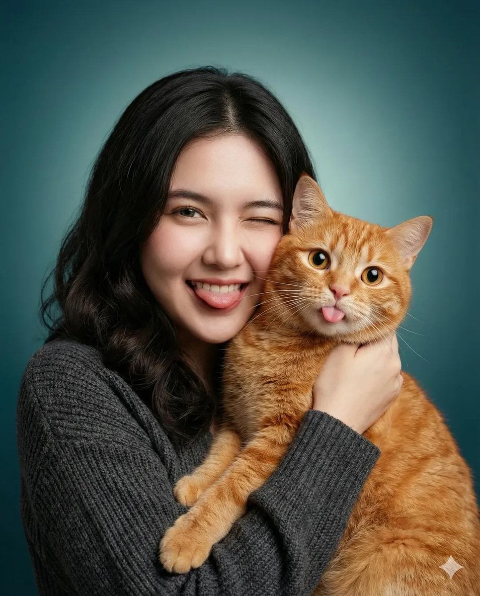 Playful Bond Between Woman and Tabby Cat