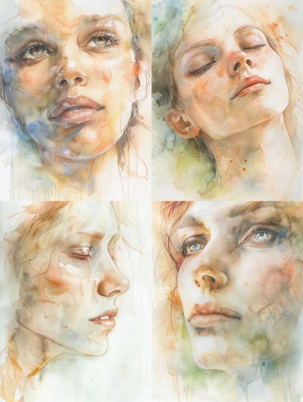 Ethereal Watercolor Portrait Study