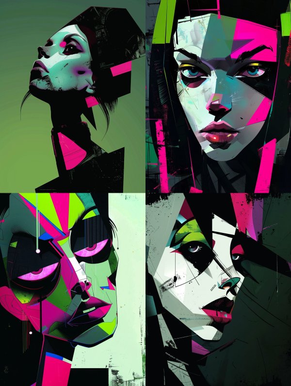 Neon Cyberpunk Geometric Portrait