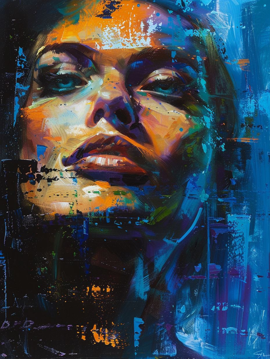 Electric Blue Abstract Portrait