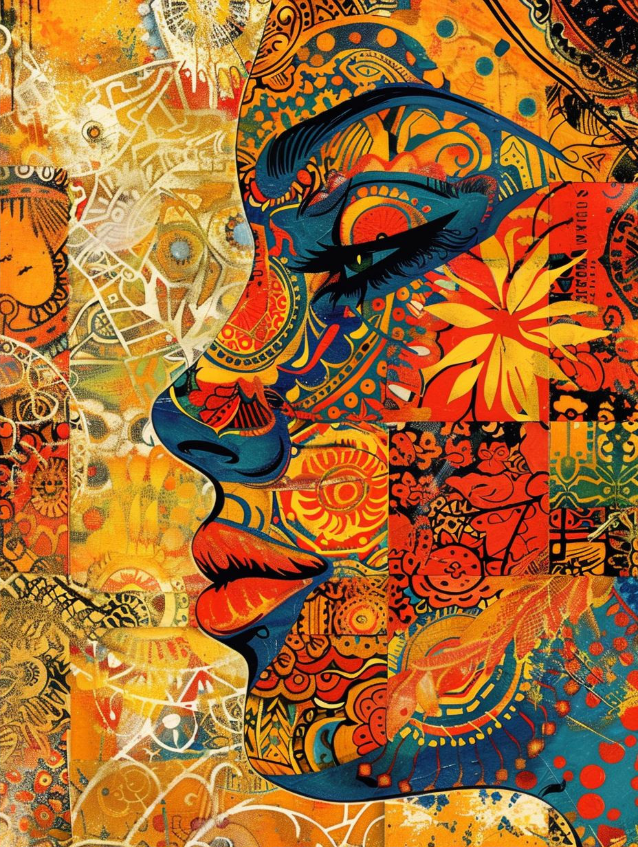 Vibrant Mosaic Portrait of Soul