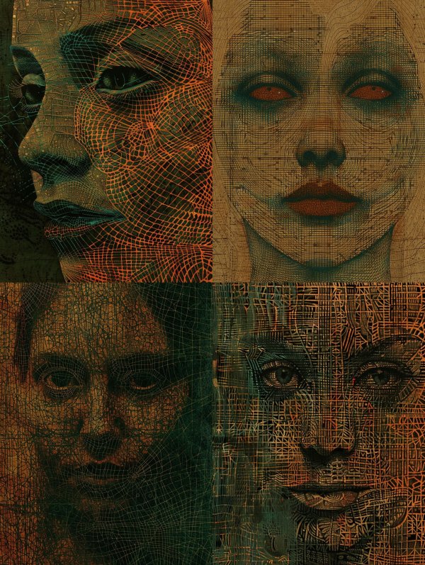 Digital Soul Geometric Mesh Portrait