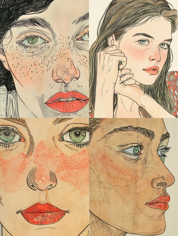 Ink and Blush Portrait