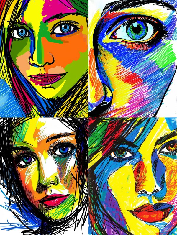 Neon Prism Portrait Art