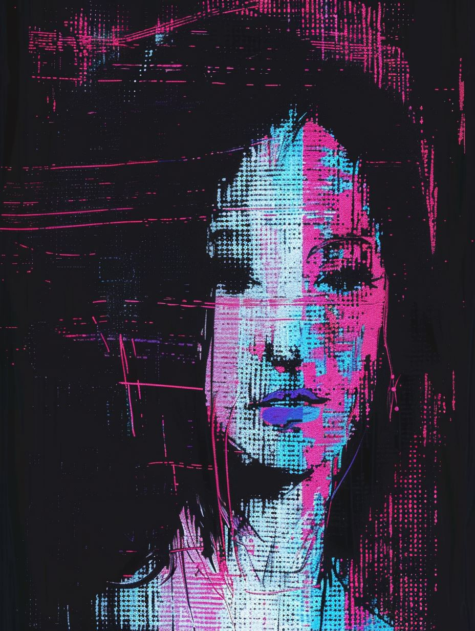 Digital Glitch Ethereal Portrait