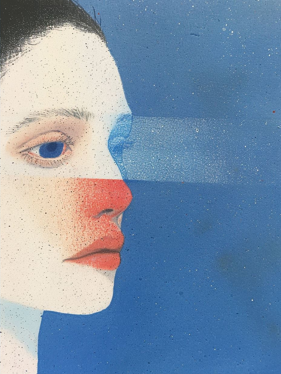 Ethereal Blue Grain Portrait