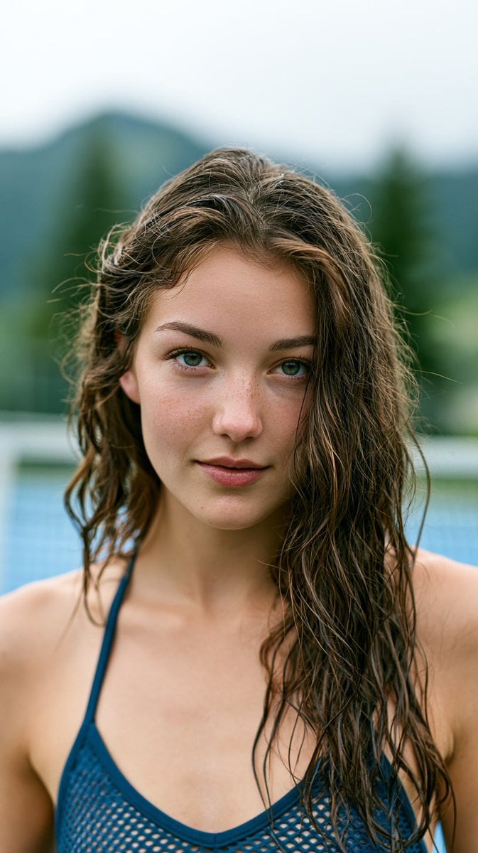 A photorealistic portrait of a stunning young woman on a ... - alternate