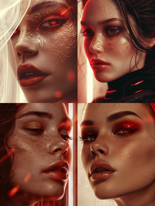 Crimson Circuitry Cybernetic Portrait