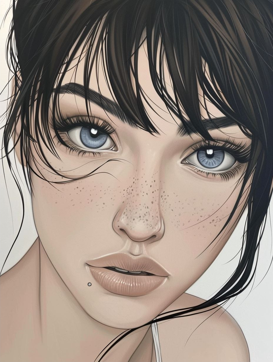 Elegant Monochrome Ink Portrait