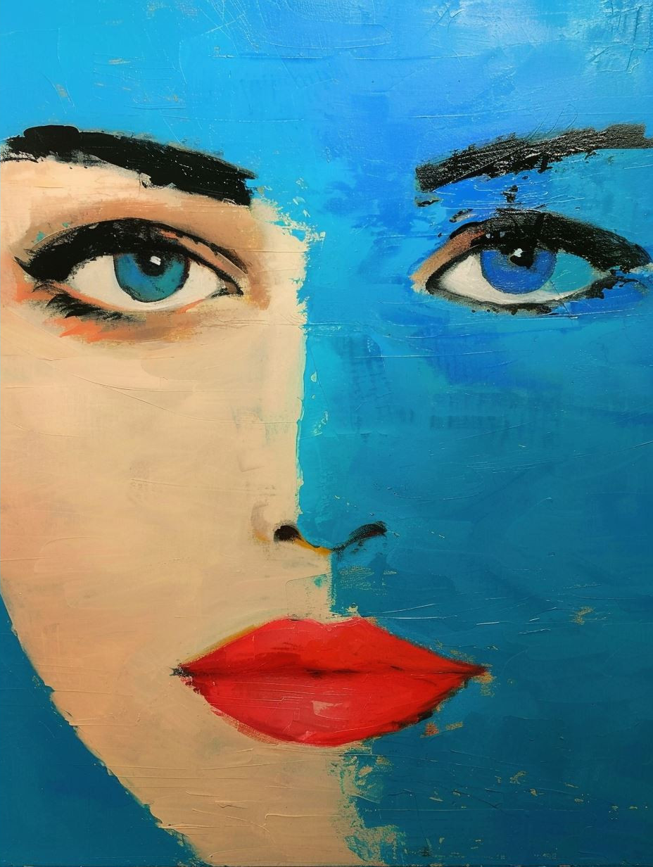 Azure Gaze Oil Portrait