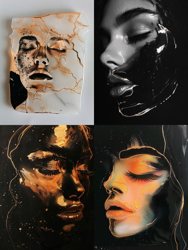 Fractured Gilded Porcelain Portrait