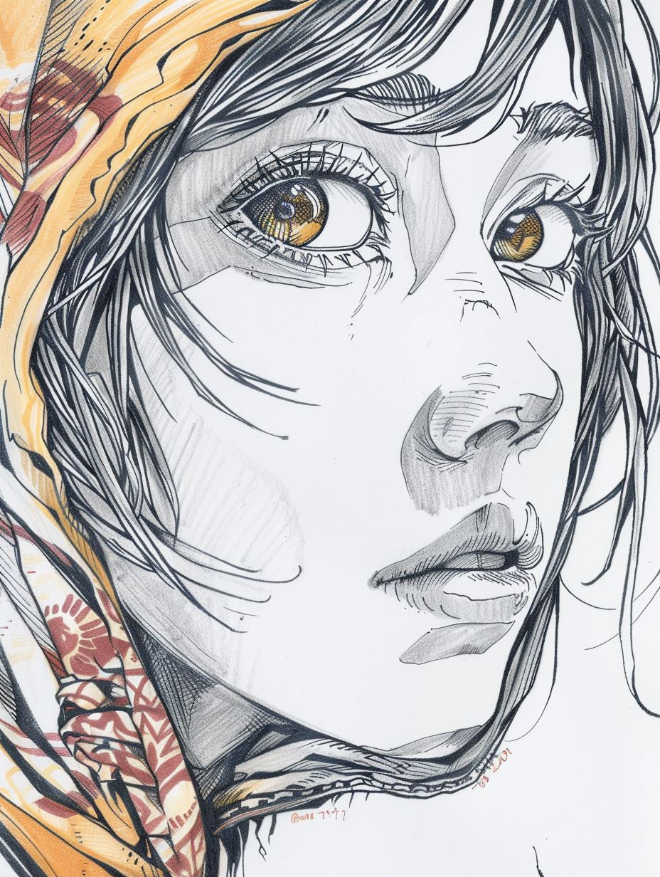 Ethereal Ink and Amber Gaze - Image 1