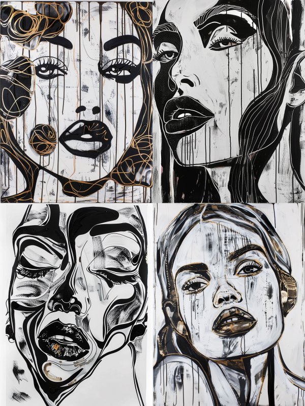 Gilded Noir Abstract Portrait