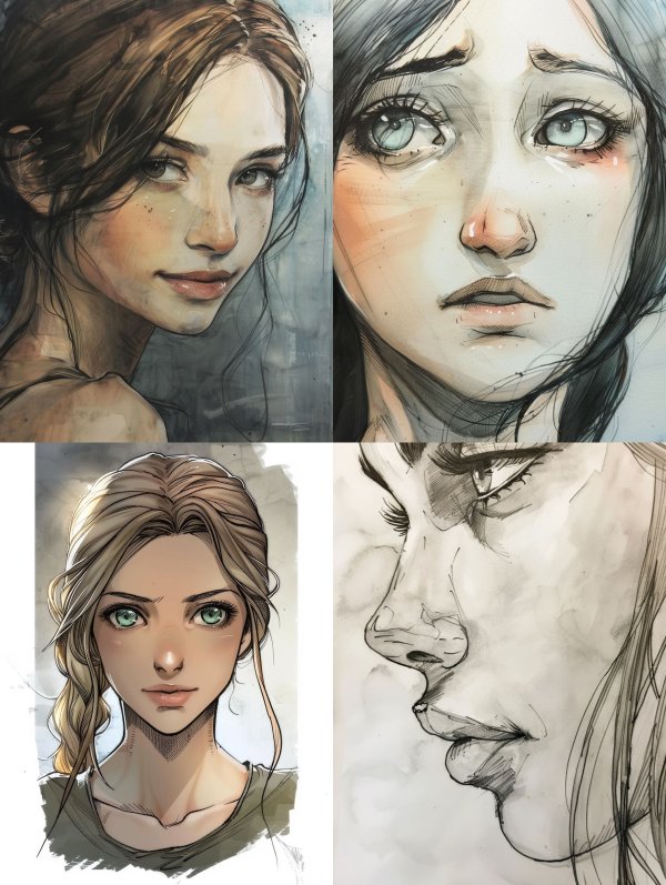 Ethereal Digital Portrait Sketches