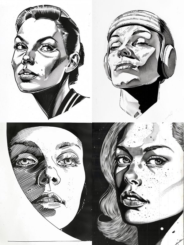 High Contrast Ink Portrait Studies