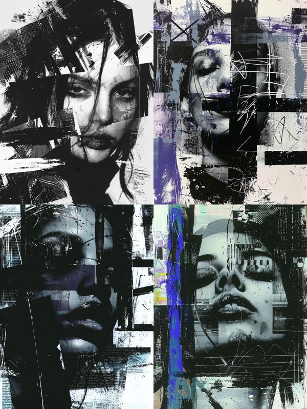 Fragmented Monochrome Soul Portrait