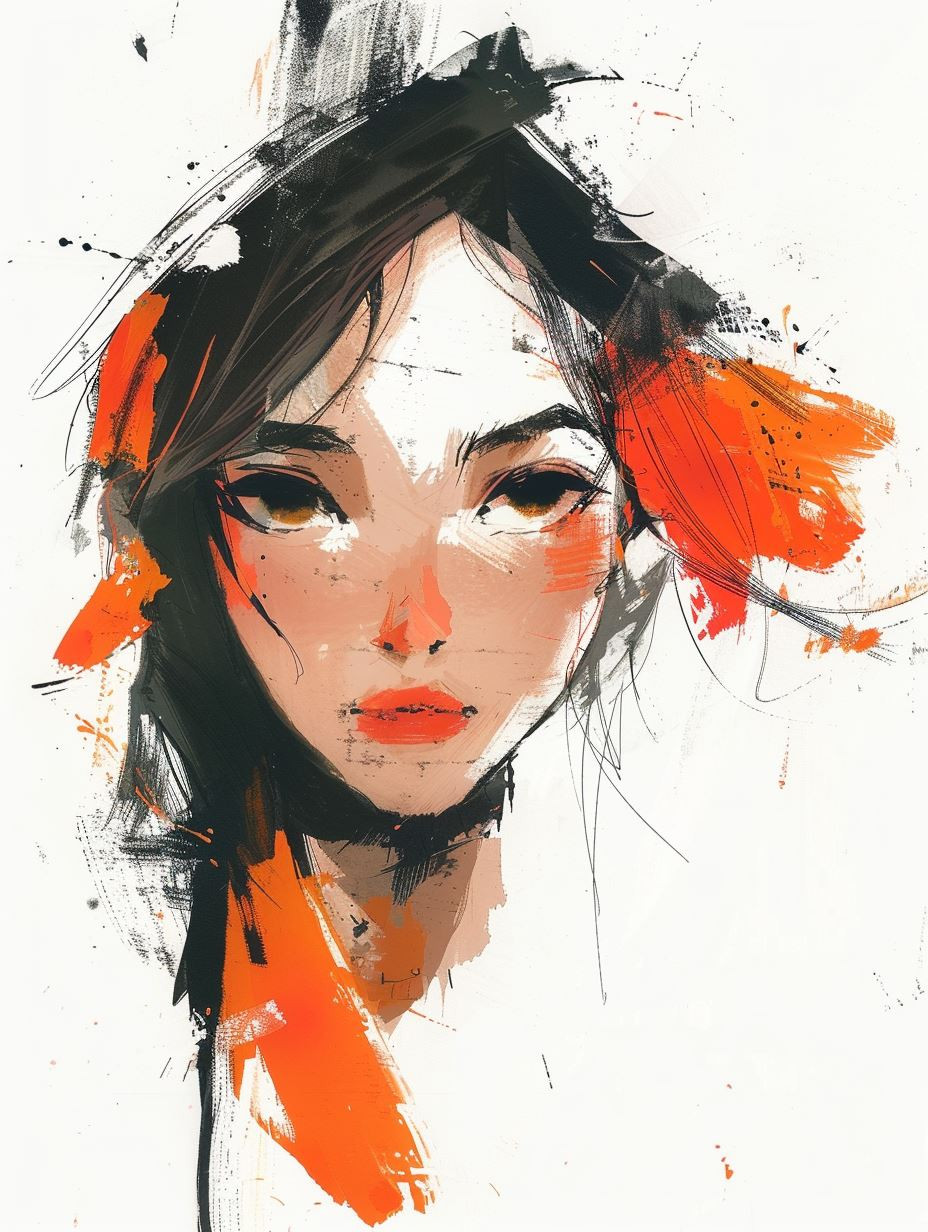 Crimson Brushstroke Muse