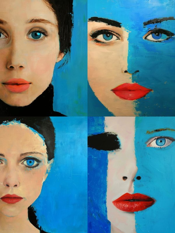 Azure Gaze Oil Portrait