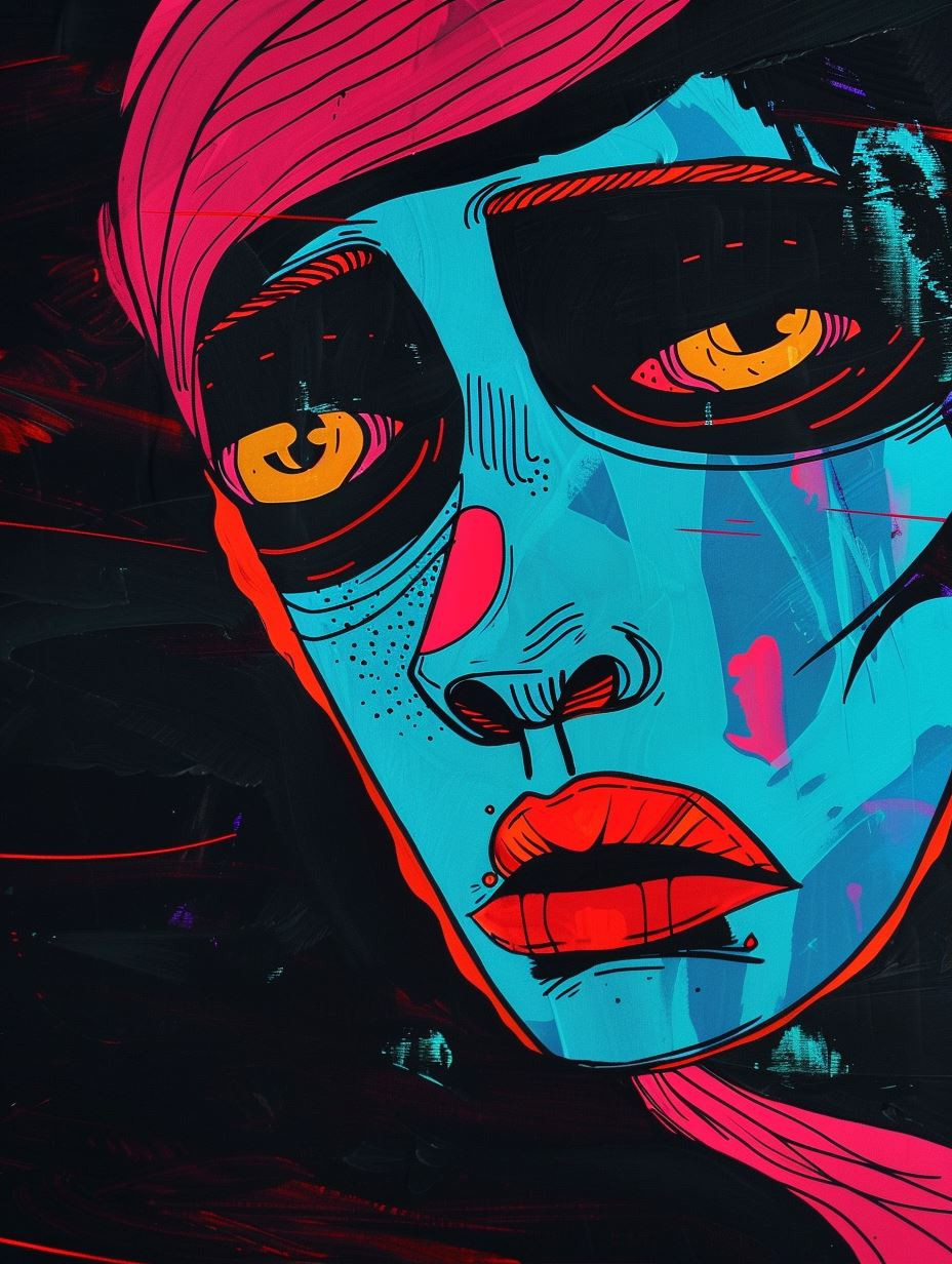 Neon Cyberpunk Pop Art Portrait