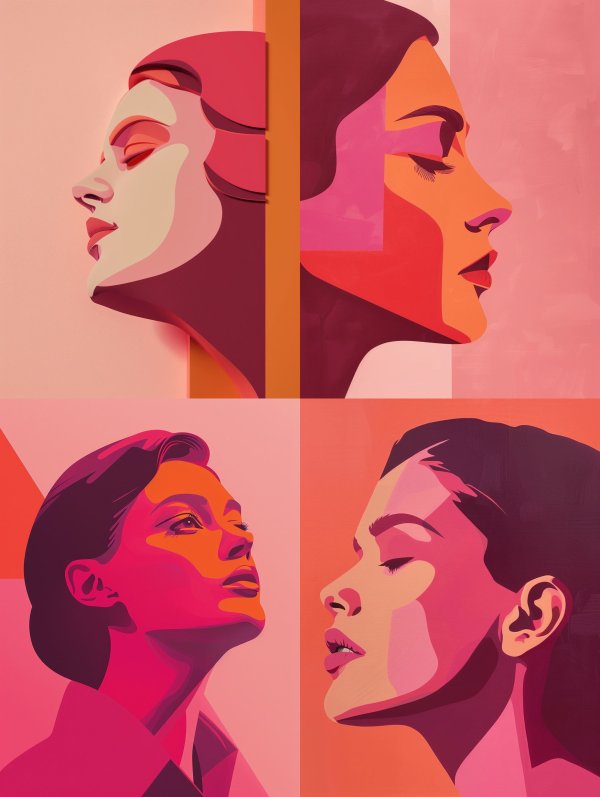Layered Paper Portrait in Pink