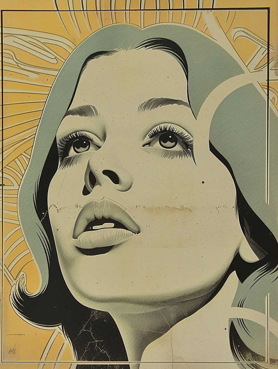 Vintage Noir Linocut Portrait