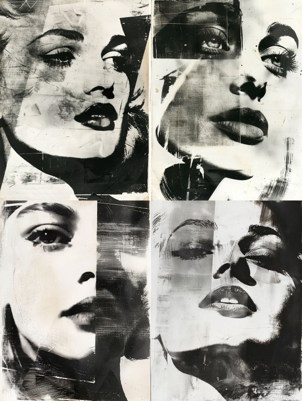 Fragmented Monochrome Noir Portraits