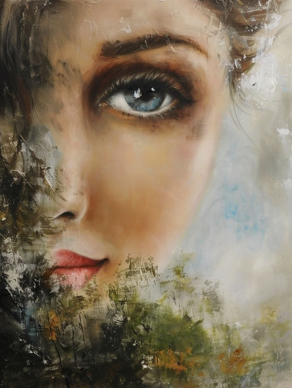 Ethereal Gaze in Textured Oil