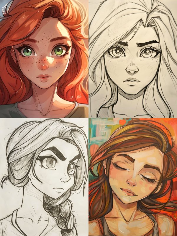 Ethereal Red-Haired Digital Portrait
