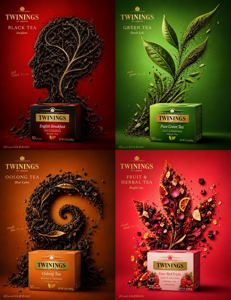 Twinings Premium Tea Series: 4-Panel Conceptual Ad