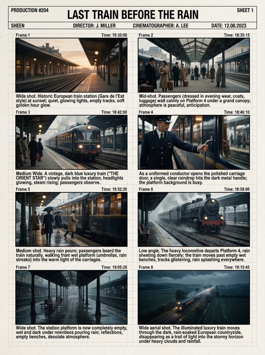 Cinematic Railway Rain Sequence Storyboard
