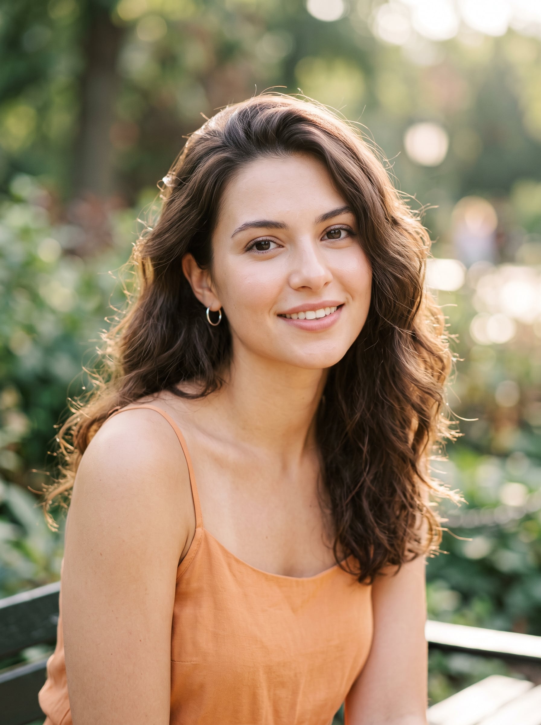 Sun-Drenched Editorial Portrait of a Woman in Apricot