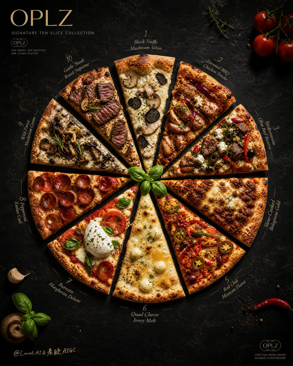 OPLZ Luxury Pizza Signature Collection Flat-Lay