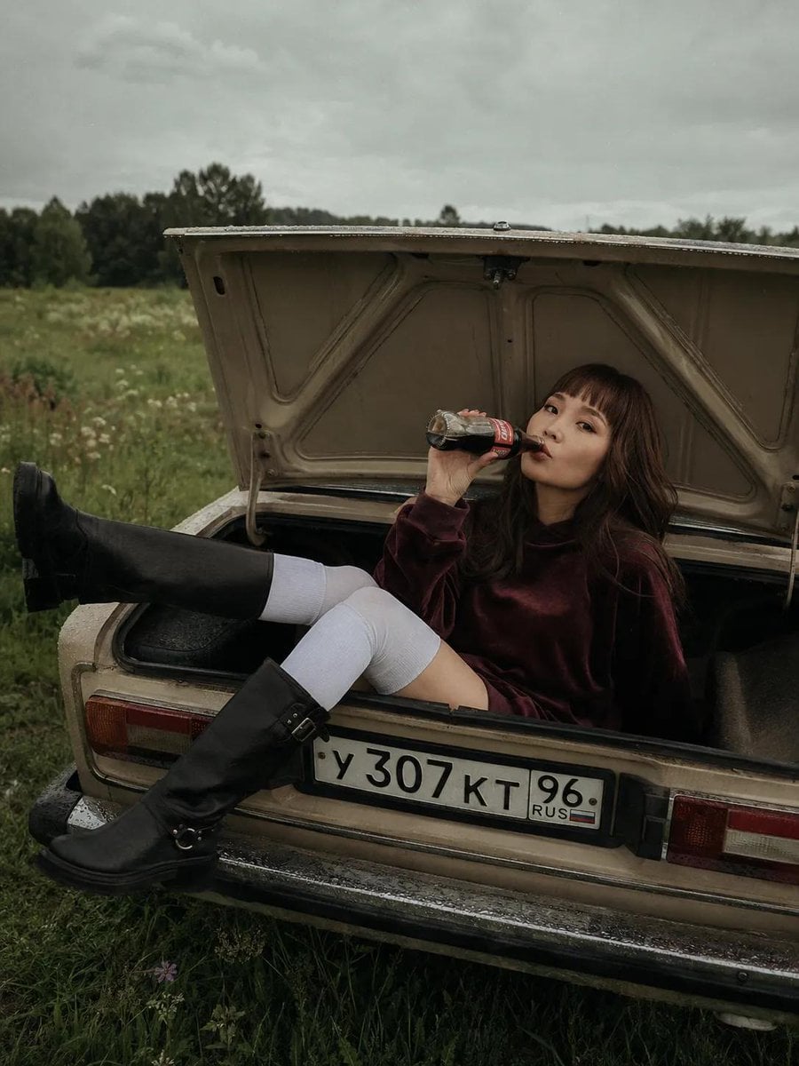 Vintage Soviet Sedan Candid Portrait - alternate