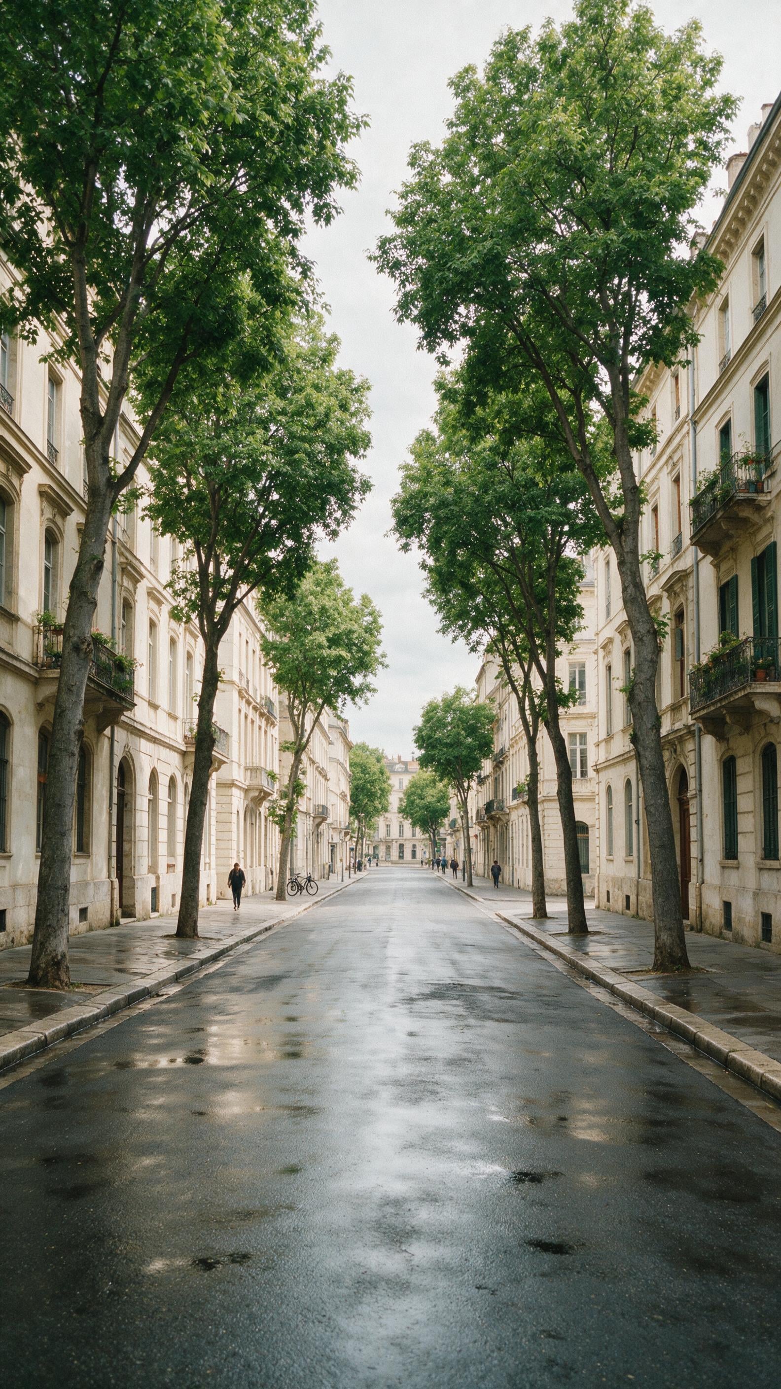 Post-Rain European City Avenue