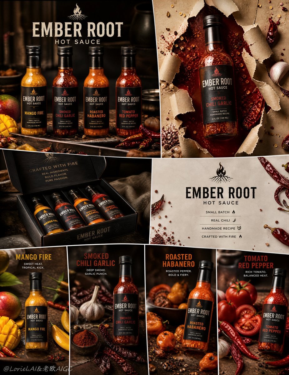 Artisanal Ember Root Hot Sauce Premium Campaign Board