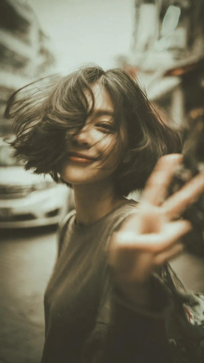 Nostalgic Y2K Peace Sign Portrait in Japan - alternate