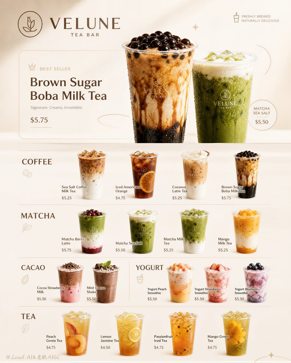 Velune Gelato Bar Ultra-Premium Editorial Menu Poster