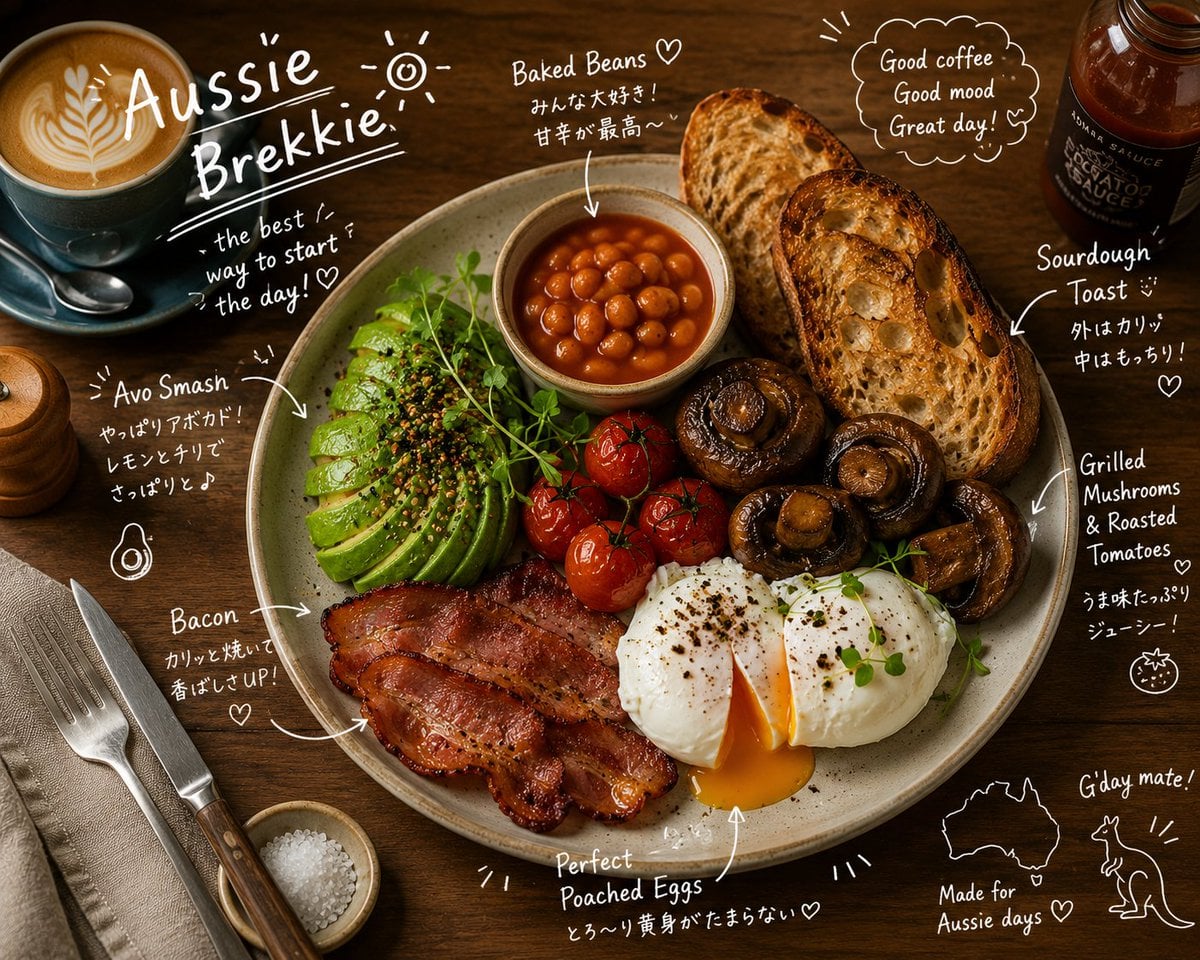 Gourmet Asian Feast with Playful Annotations - alternate