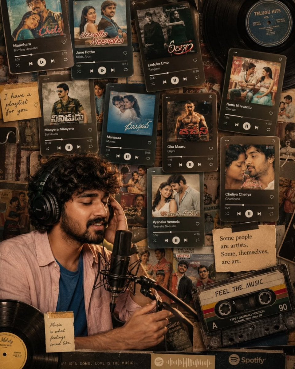 Vintage Telugu Music Editorial Collage