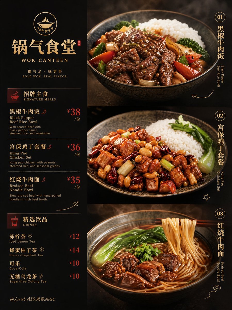 Ultra-Premium Wok Canteen Editorial Menu Poster - alternate
