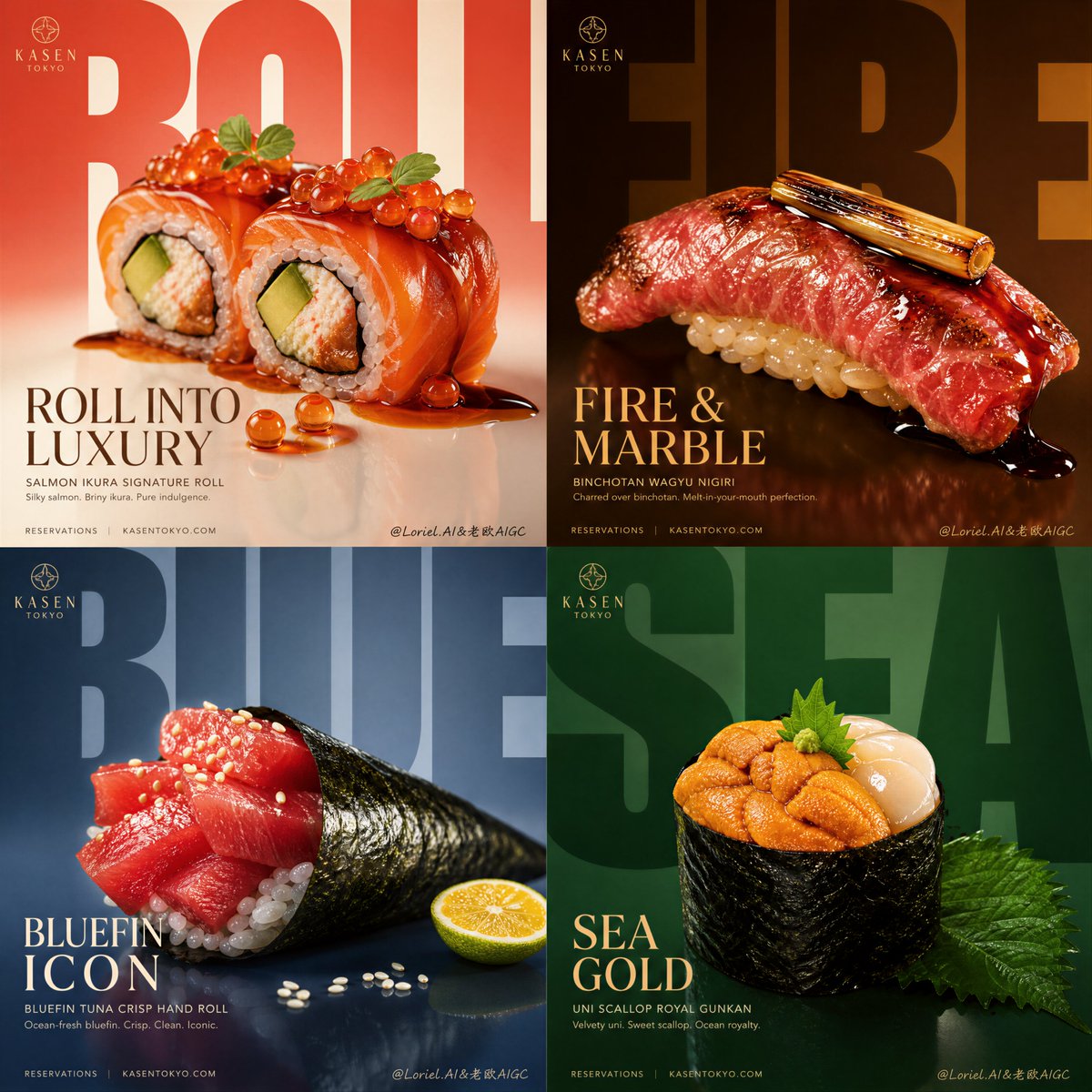 Ultra-Luxury Western Fine-Dining 2x2 Grid Campaign