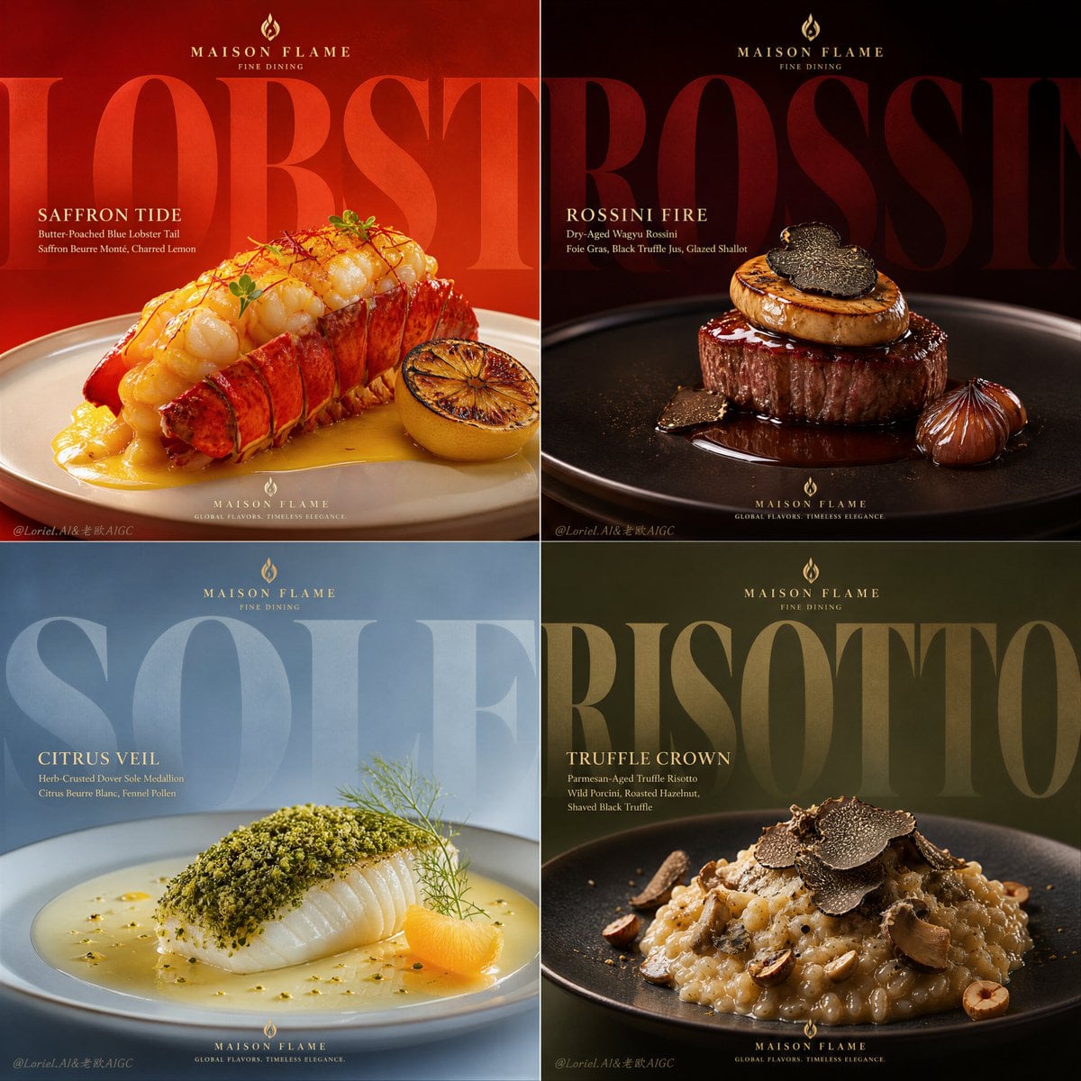 Ultra-Luxury Western Fine-Dining 2x2 Grid Campaign - alternate