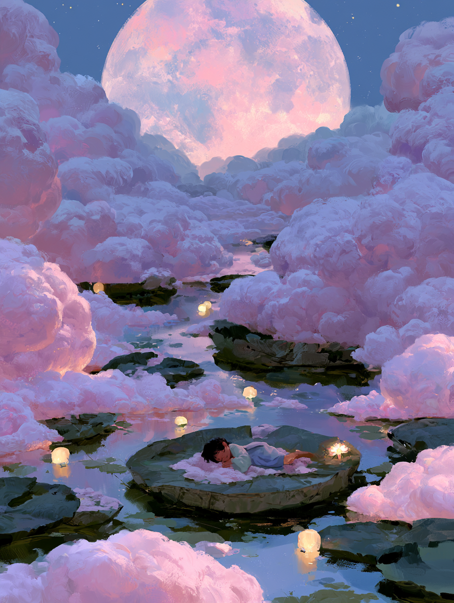 Celestial Slumber on a Pastel Lily Pad - alternate
