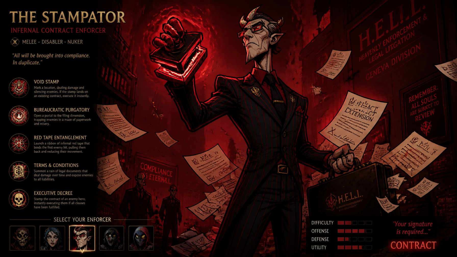 Hellish Bureaucrat MOBA Hero Splash Art