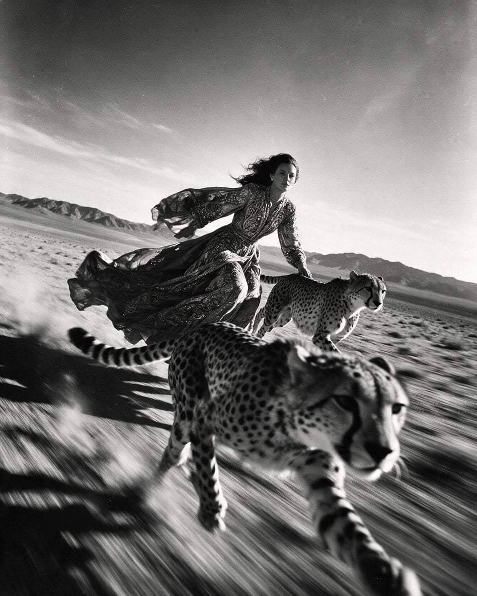 Couture Desert Race with Cheetahs