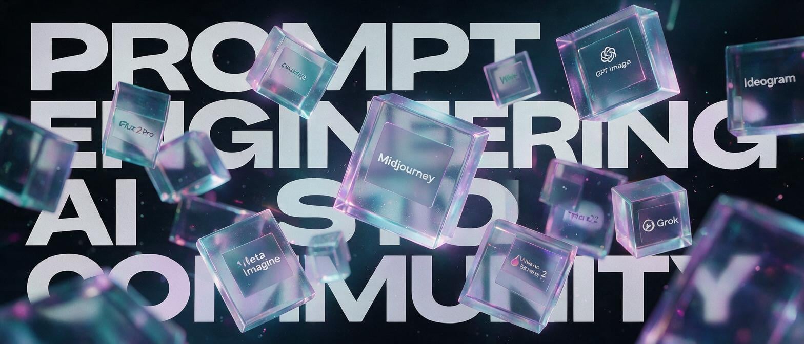 Luxury Glass Cubes Tech Banner for AI Prompt Studio
