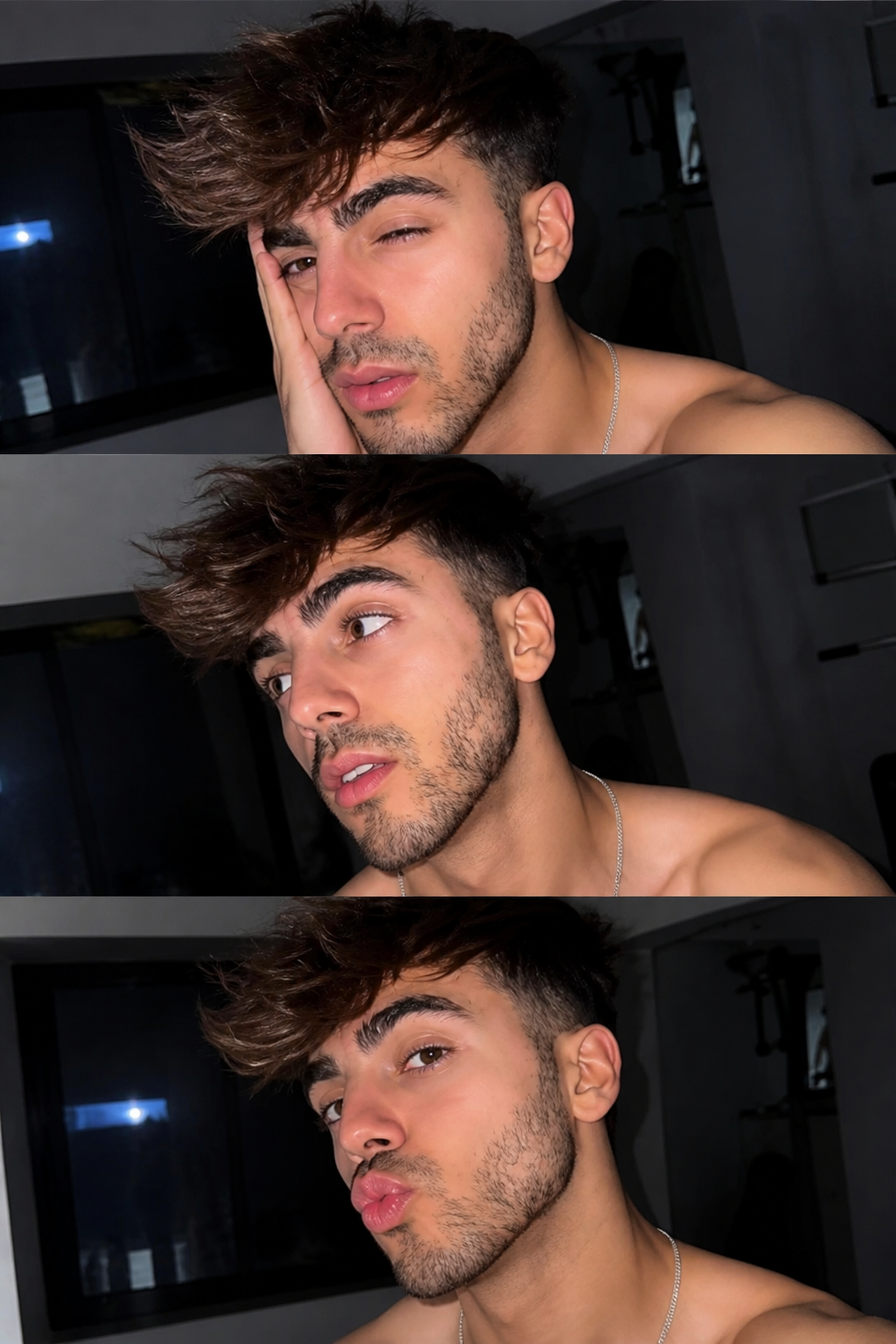 Night Flash Selfie Grid Collage